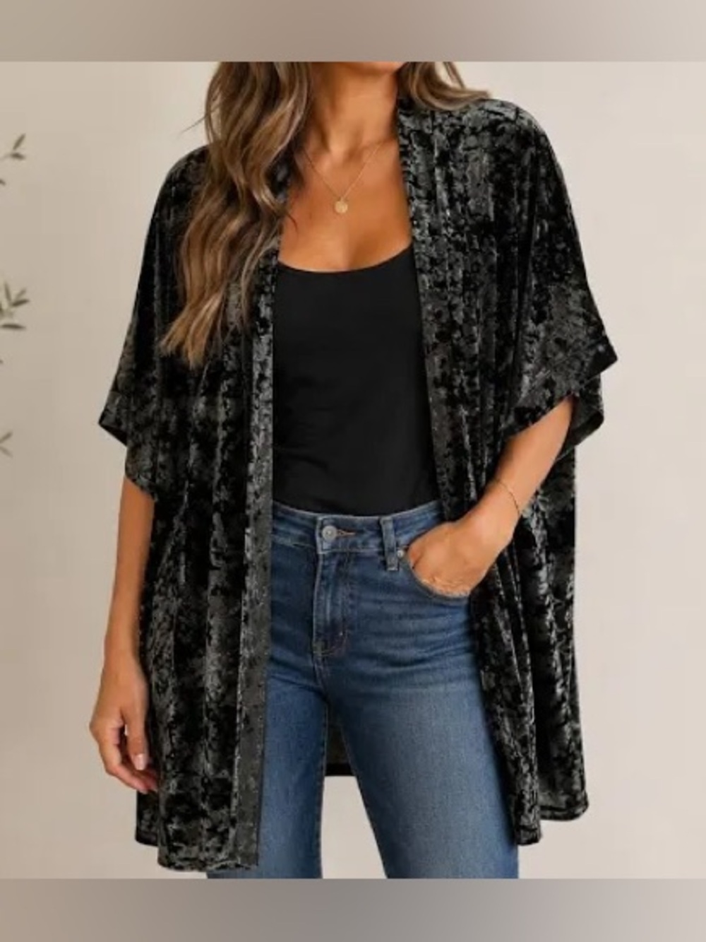 Victoria's Secret Black Crushed Velvet Kimono